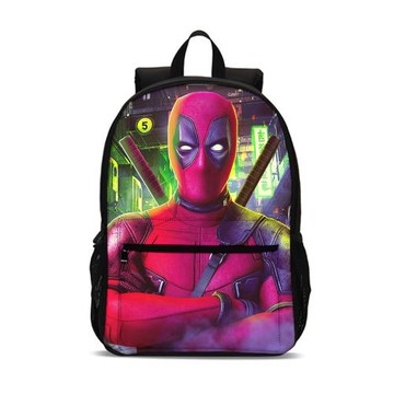 死侍Dead pool貼袋雙肩背包男女電腦背包青少年學生卡通動漫書包