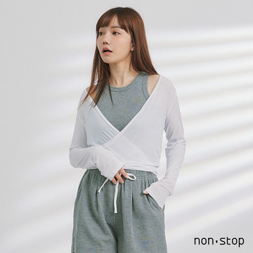 non-stop 2way輕透綁帶罩衫-2色