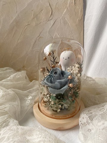 莫蘭迪綠 牙仙子永生玻璃中花盅