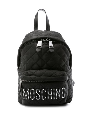 Moschino - logo-embellished quilted backpack - women - Polyamide/Calf Leather - One Size - Black
