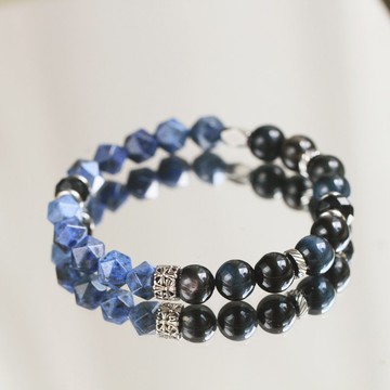 黑曜石 金運石 虎眼石 藍紋石 水晶手鍊 轉運招財 健康避邪 男款