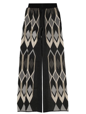 circus hotel pants with geometric lamé jacquard design