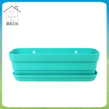 蔬菜工坊 1尺浮雕小花槽(附水盤)水藍色
