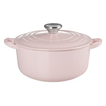 LE CREUSET 圓鐵鍋 附鋼頭鍋蓋  20cm  雪紡粉  1個