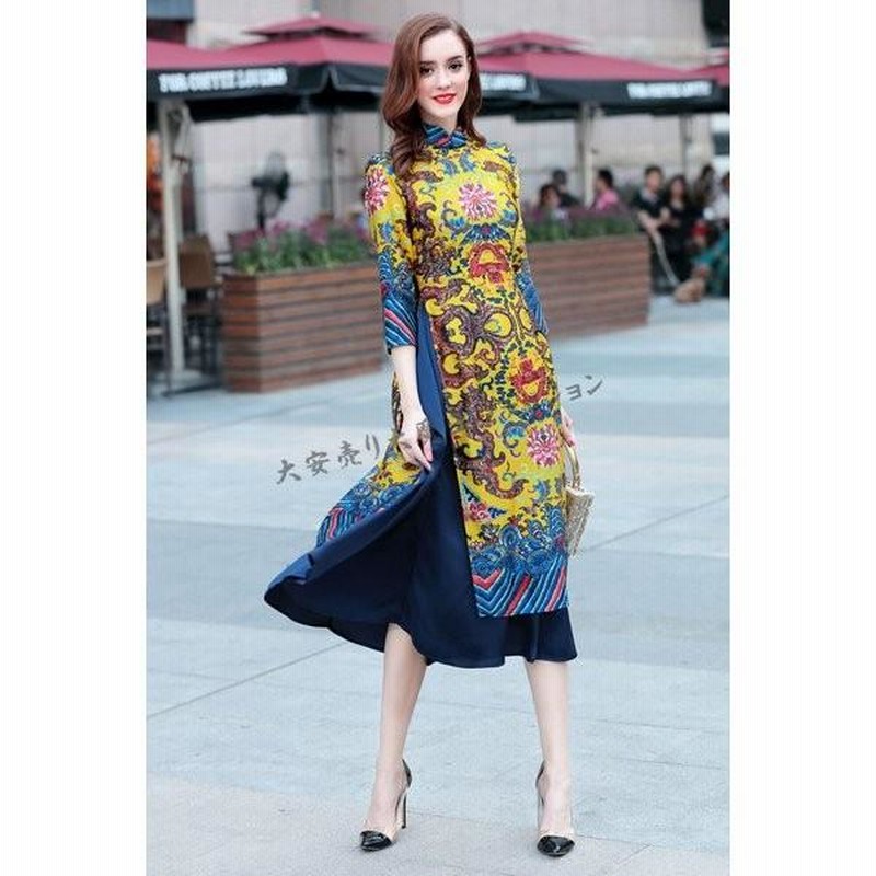 楽天市場】チャイナドレス 袖付き 袖あり 長袖 ロング チャイナ服