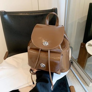 高級感小包包女2024新款時尚百搭復古油皮雙肩包韓系書包手提背包