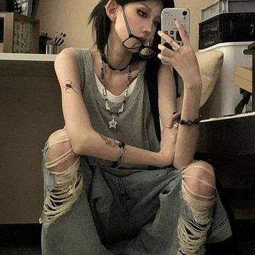 【中性風 寬鬆百搭】上衣背心 女外穿 坎肩 吊帶 美式穿搭 高街 衣服 男 中長款 背心 女裝 男裝 休閒 潮流 穿搭