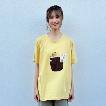 花木馬日系女裝圓領可愛布標拼貼T恤