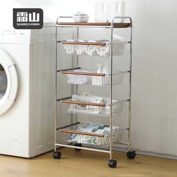 日本霜山 復古風木質四層置物推車-DIY