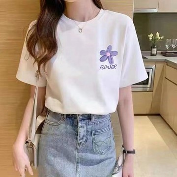 胖胖美依 上衣 T恤 短袖上衣M-2XL正肩寬鬆短袖T恤簡約時尚百搭減齡顯瘦上衣基礎款夏季-6713.