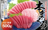 本マグロ（養殖）トロ＆赤身セット 500g  高級 クロマグロ  中トロ 中とろ まぐろ マグロ 鮪 刺身 赤身 柵 じゃばらまぐろ 本マグロ 本鮪