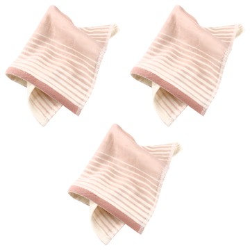 Gemini 双星毛巾 和風無捻紗紗布漸層系列方巾  粉色條紋  34 x 35cm  純棉  粉色  3條