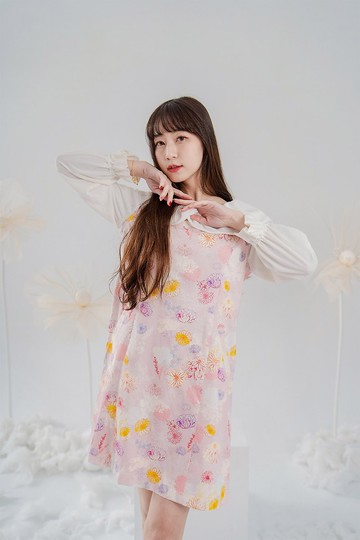 【日本京都】雲朵領片 鬱金香小洋裝 口袋短裙 天香色