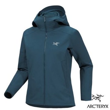 【ARCTERYX 始祖鳥】女 彈性防潑防風透氣保暖軟殼連帽外套.夾克_X000010561 夜色藍
