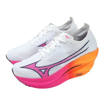 [ACS] Mizuno 競速跑鞋 Wave Rebellion PRO 3 男鞋 白 粉紅 花火系列 碳板 路跑 美津濃 U1GD2533-11