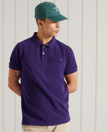 Superdry Men's Men's Organic Cotton Short Sleeved Pique Polo Purple / Parachute Purple - Size: XS