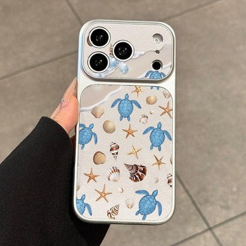 海洋海龜 皮紋 金屬漆 小羊皮蘋果iphone 16 pro max 17 15 14 13 12 11 手機殼 防摔