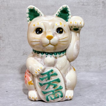 【花耀福貓】日本清水燒招財貓 | 花結晶 杏 体花 千萬両 左