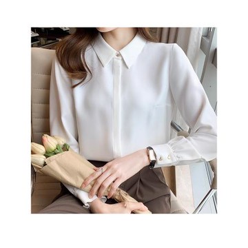 白色襯衣女春秋2025新款氣質正裝工作服緞面職業西裝內搭面試襯衫