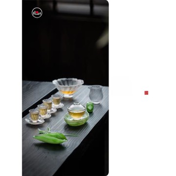心緣堂琉璃茶器花影套組品茗杯杯托蓋碗公道輕奢組合套組