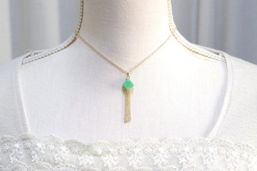 樹脂藝術 方形與流蘇項鍊・白晝的雙翼