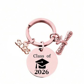 歐美跨境2026畢業季禮物不銹鋼鑰匙扣可刻字金屬鑰匙扣背包掛件
