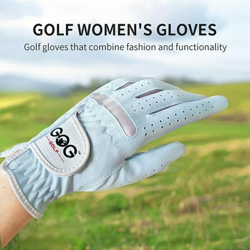 正品GOG女士高爾夫手套帶透氣孔超纖細布魔術貼兩顏色雙手套