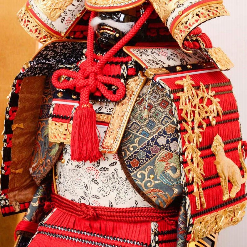 鎧兜 竹虎之大鎧 忠保 御鎧飾 飾り甲冑赤糸威 五月人形 五月人形 鎧飾り 1/3赤糸威竹虎大鎧 銀松月屏風 大越忠保作