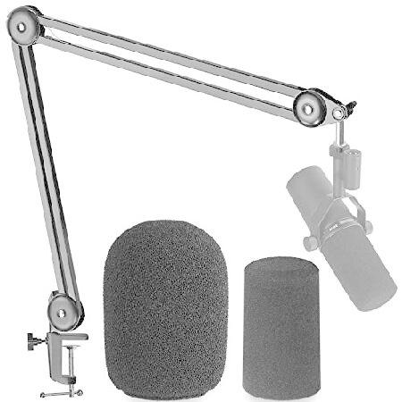 Shure SM7B Boom Arm with Pop Filter Suspension Boom Scissor Arm Stand for Shure SM7B Microphone with Types Windscreen by YOUSHARES