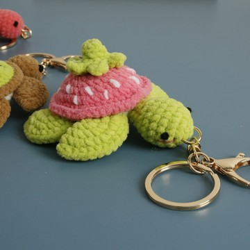 台灣出貨 2026 成品手作 超萌卡通手工编织水果海龟挂件 外贸款绒线钩织水果乌龟钥匙扣