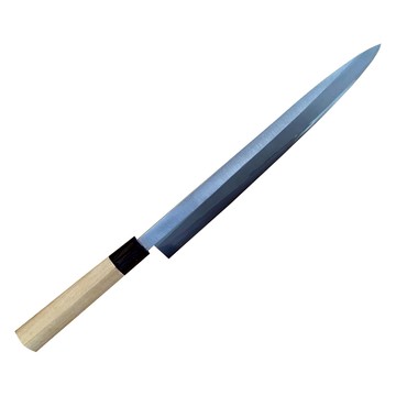 雙中鐵店 自製銀三柳刃 D型朴木柄 V金銀紙三號生魚片刀 177g  刃長270mm 全長413mm 刃長272mm 厚度3.3mm  1個  銀