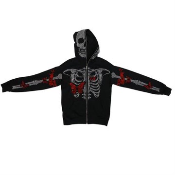 Skull 3D Print Long Sleeve Jacket時尚寬松骷髏3D印花長袖外套