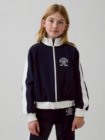 兒童GapFit Tech寬鬆運動 Logo 拉鍊外套