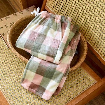 秋冬季保暖女士睡褲 冬季法蘭絨睡褲柔軟珊瑚絨天刷毛加厚法蘭絨大尺碼睡衣家居褲