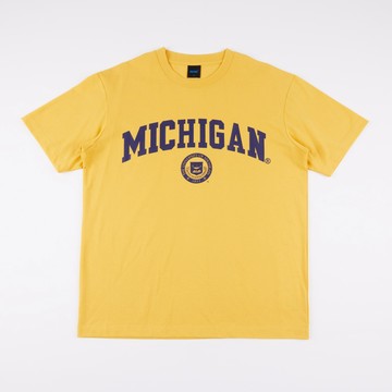 NCAA 短T 黃色 密西根 LOGO 落肩 棉T 短袖 中性 7325800662