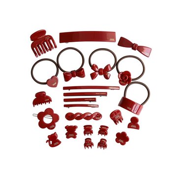 新年本命年酒紅色~發夾發圈 韓國FRANCE金標邊夾劉海夾彈簧夾抓夾