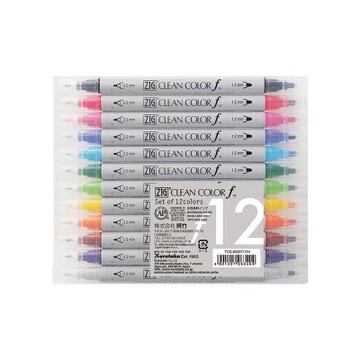 【Kuretake 吳竹】ZIG 雙頭圓頭麥克筆 12色套組 /盒 TCS-6000T-12V(日本品牌)