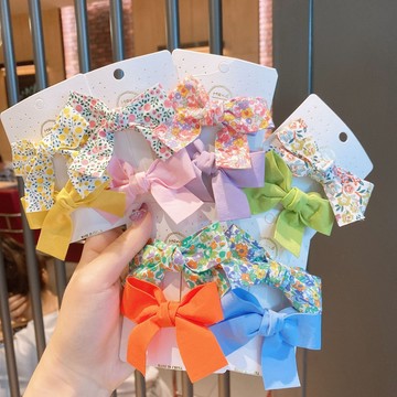 『台灣現貨』ins兒童蝴蝶結髮夾 碎花髮夾 韓國頭飾邊夾 瀏海髮夾 S012-07 彩色髮夾