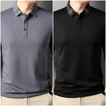 【巴黎精品】現貨+預購 春秋長袖上衣男襯衫高爾夫球衫絲質羊毛休閒時尚簡約T恤-薄款男POLO衫4色a1jw54