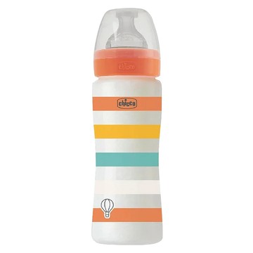 Chicco 舒適哺乳 矽膠PP特大奶瓶  橘色  330ml  1個