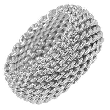 【日本直送】蒂芙尼 TIFFANY&Co. Somerset Mesh 網紋系列 13.5號 戒指 銀 925 男女皆宜【二手】