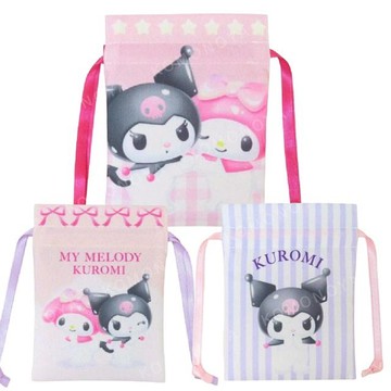 小禮堂 Sanrio 三麗鷗 美樂蒂 酷洛米 尼龍束口袋 (粉彩樂園)