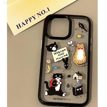 奶牛貓適用蘋果17Promax手機殼iPhone16新款15透明14黑框13防摔12
