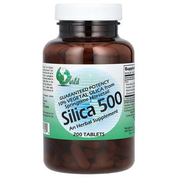 World Organic, 硅石 500，200 片（每片 50 毫克）