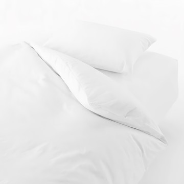 MUJI 無印良品 柔舒水洗棉床包 適用200 x 100 x 18~28cm 1組  S(198 x 98 x 30cm)  柔白色