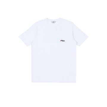 FILA官方直營 男款 #復古飛馳 純棉短袖圓領T恤 上衣-白 1TEZ-5402-WT