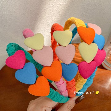 兒童發箍女童愛心發卡可愛寶寶網紅女孩壓發防滑布藝頭箍頭飾