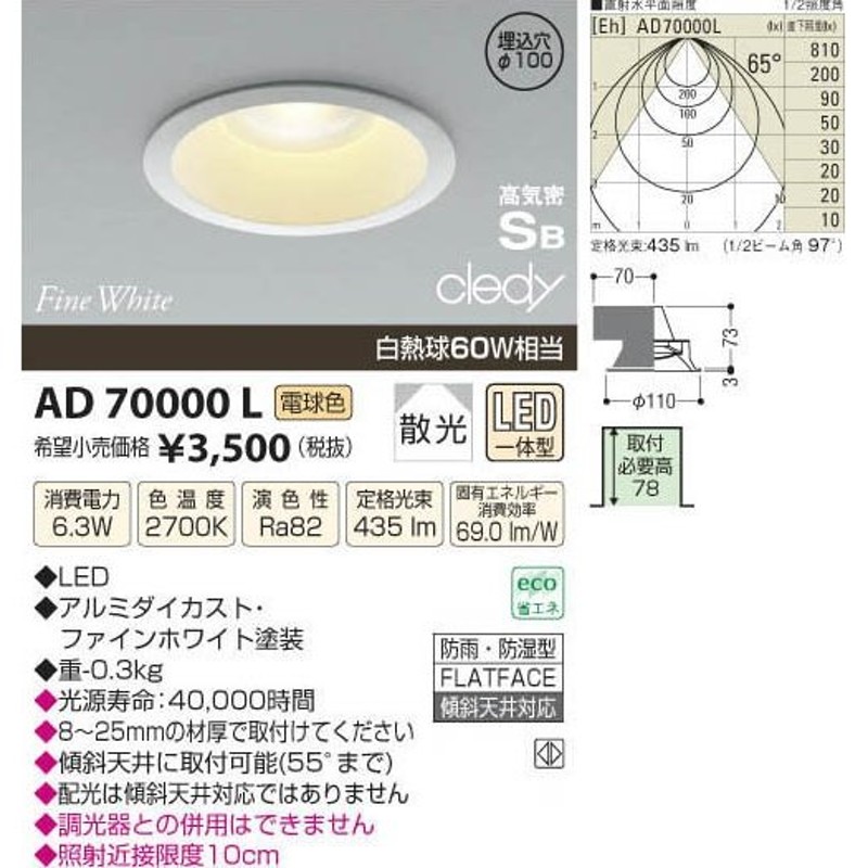 KOIZUMI コイズミ照明 LED高気密ダウンライト AD70000L 通販 LINEポイント最大0.5%GET | LINEショッピング