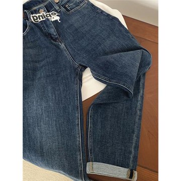 直筒牛仔褲女2026年早春新款寬松顯瘦大碼胖妹妹高腰梨形身材褲子