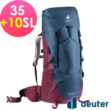 【deuter 德國】AIRCONTACT LITE拔熱式透氣背包/登山背包/女性窄肩款35+10SL(3340221深藍/黑莓 )
